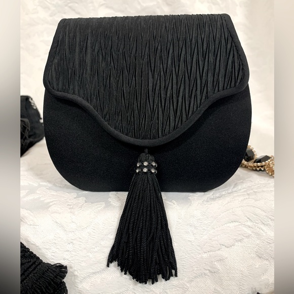 Handbags - Black Satin Evening Bag